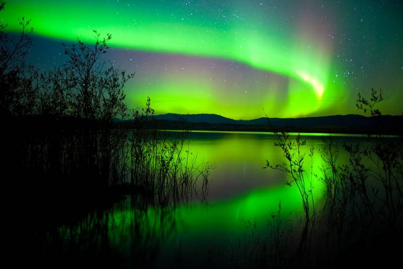 Aurora borealis over Lake Laberge, north of Whitehorse